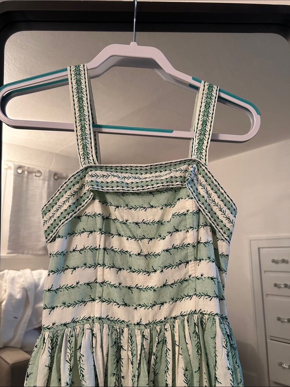 Max Studio Green and Cream Striped Girls' Dress - Picture 2 of 5